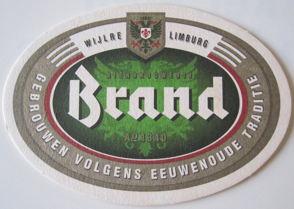 bierviltje Brand - Wijlre Limburg anno 1340 - ovaal, Ophalen of Verzenden, Zo goed als nieuw, Viltje(s), Brand