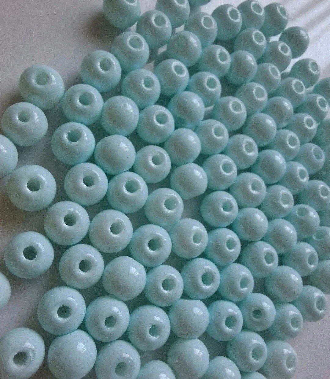 100 stuks 6 mm glaskralen blauw lichtblauw kralen partij, Kraal, -, -, Nieuw
