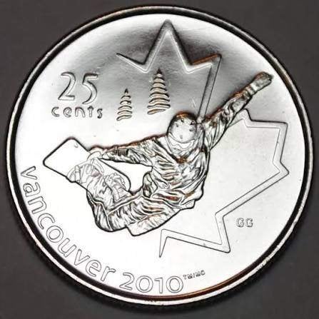 Canada - 25 cent 2008 - Snowboarding - circulated!, Verzenden, Noord-Amerika, Losse munt