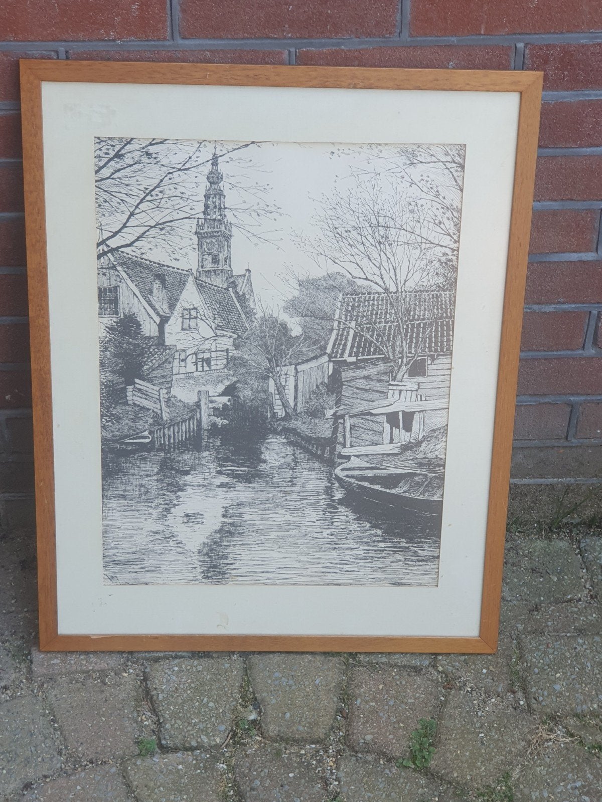 Originele ingelijste ets Edam Oskar Paul Matthes, Antiek en Kunst, Ophalen