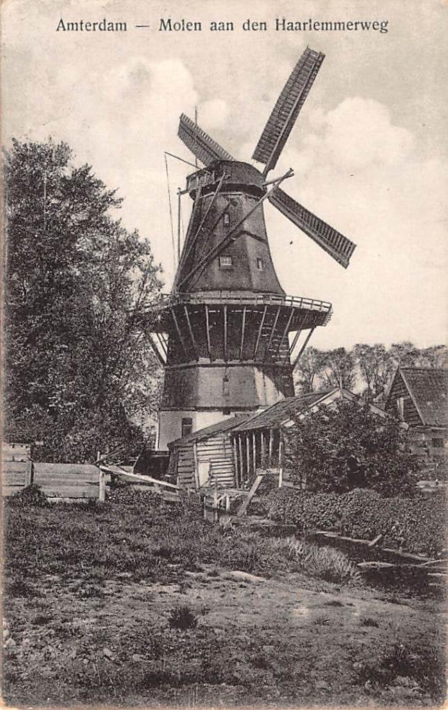 Amsterdam Molen De Bloem aan den Haarlemmerweg, Verzenden, 1920 tot 1940, Ongelopen, Noord-Holland