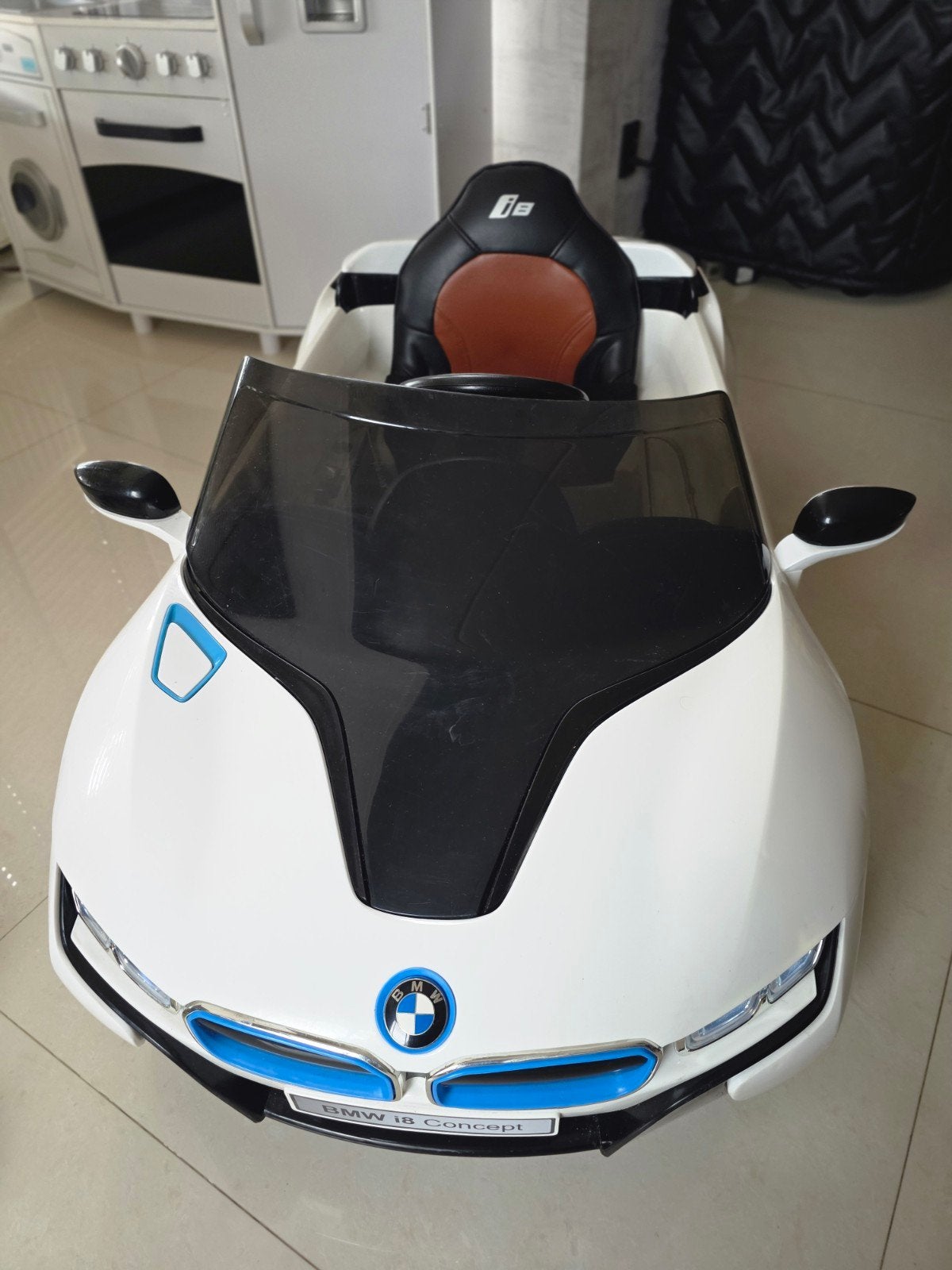 Elektrische Kinderauto BMW i8 Wit met Afstandsbediening, Kinderen en Baby's, Ophalen, Zo goed als nieuw