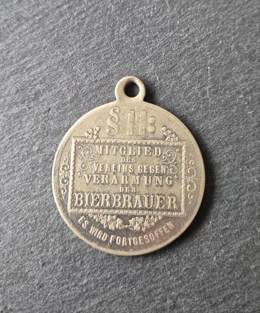 Oude Duitse Bierbrouwer Medaille - Zilverkleurig, Ophalen of Verzenden, Overige materialen