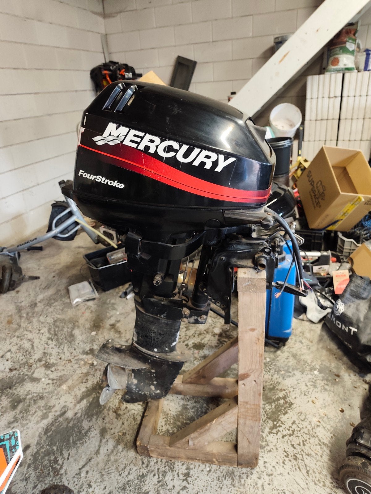 Mercury 9.9 four stroke met 2 afstandbedieningen, Watersport en Boten, Ophalen, 5 tot 10 pk, Viertaktmotor, Zo goed als nieuw