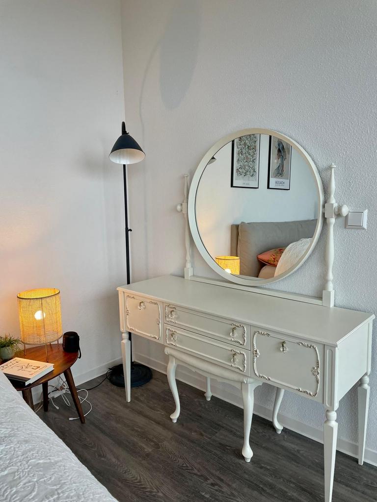 Kaptafel en 2 bijzettafels in vintage barok stijl, Ophalen, Gebruikt, 100 tot 150 cm, Hout