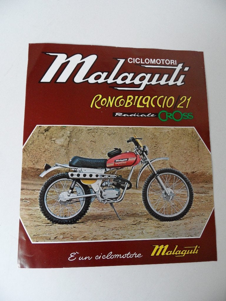 Malaguti oldtimerbromfiets folder, Roncobilaggio 21, Verzenden, Zo goed als nieuw