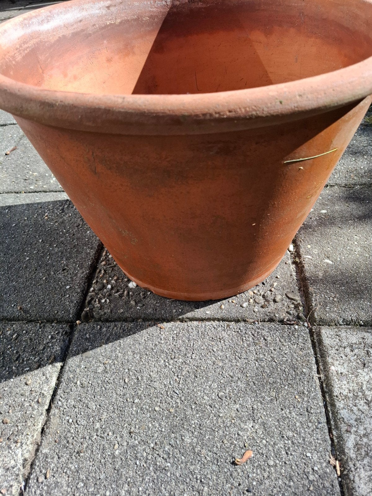Grote terracotta bloempot, rond, Rond 43 (27), hoog 30 cm, Ophalen, Gebruikt, 40 cm of meer, Rond