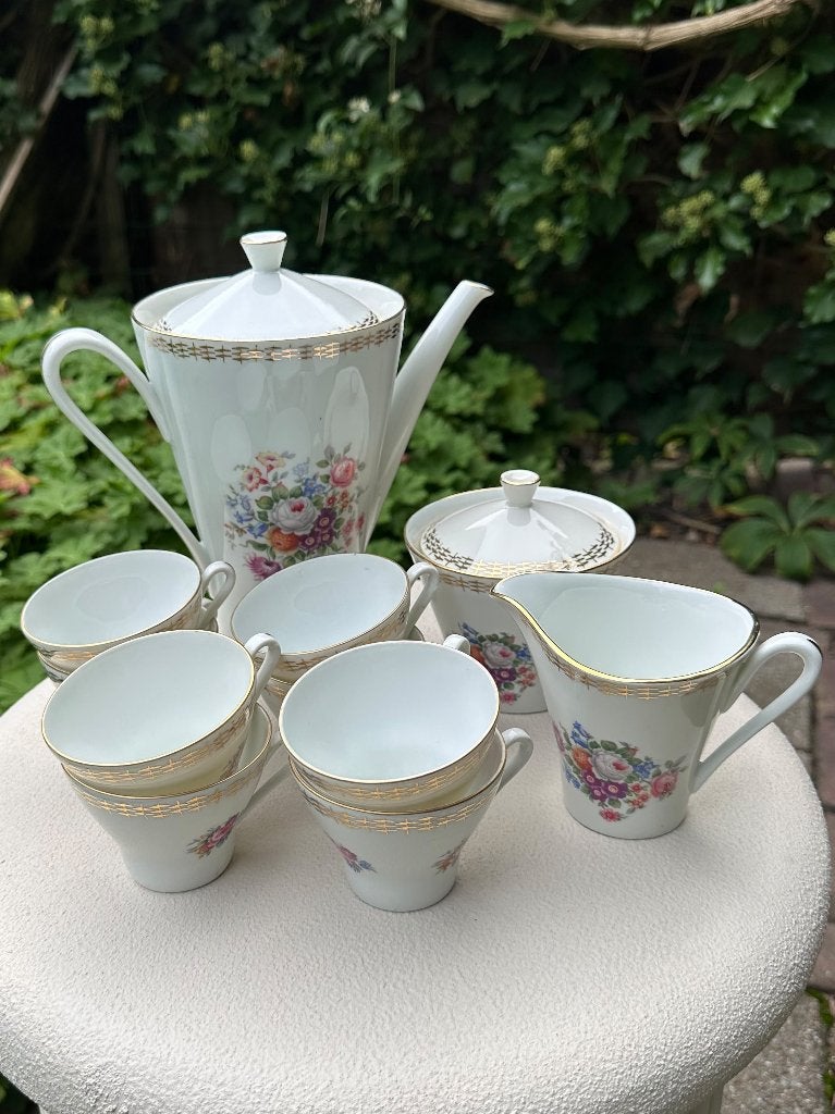 Porcelaine de Limoges Koffieservies - Bloemmotief, Ophalen