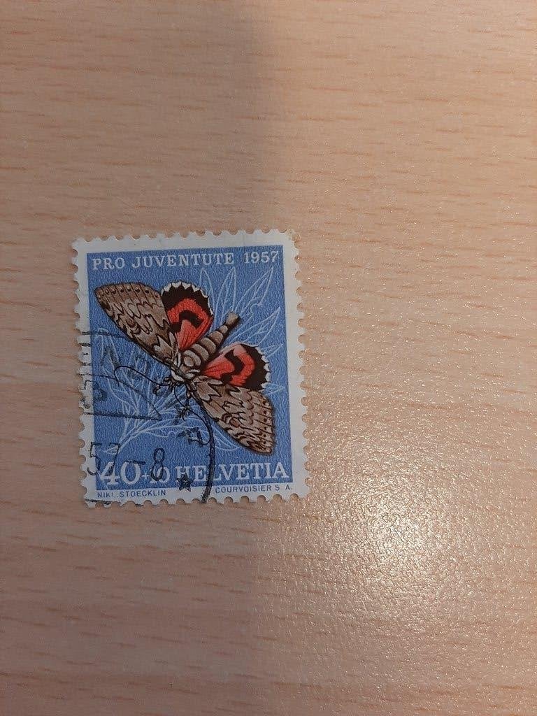 1957 Zwitserland Pro Juventute vlinder, Postzegels en Munten, Verzenden, Gestempeld