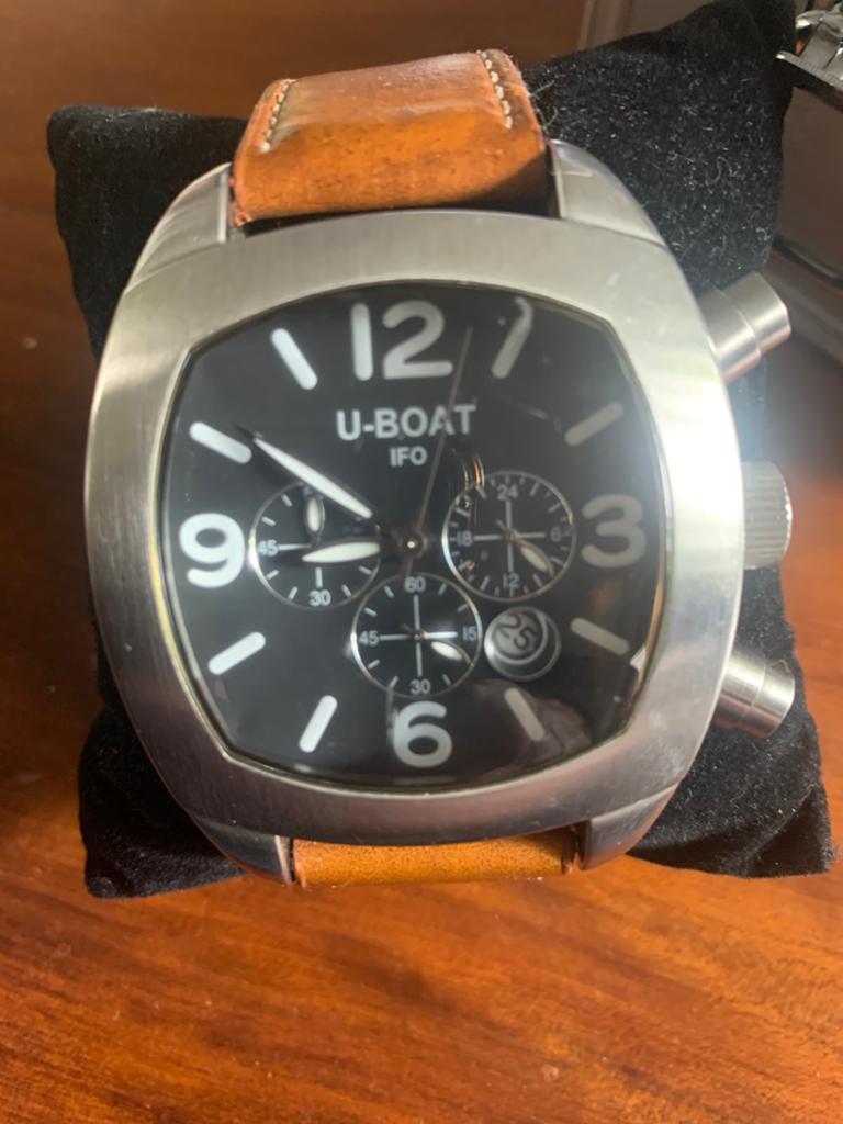 U-Boat IFO Horloge met Leren Bandje, Sieraden, Tassen en Uiterlijk, Horloges | Heren, Overige merken, Leer, Staal, Polshorloge