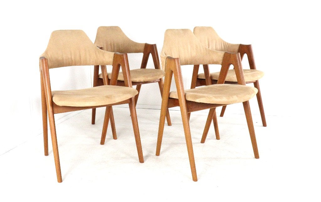 Vintage stoelen Kai Kristiansen Compass model 42 Deens, Huis en Inrichting, Stoelen, Ophalen of Verzenden, Zo goed als nieuw, Vier