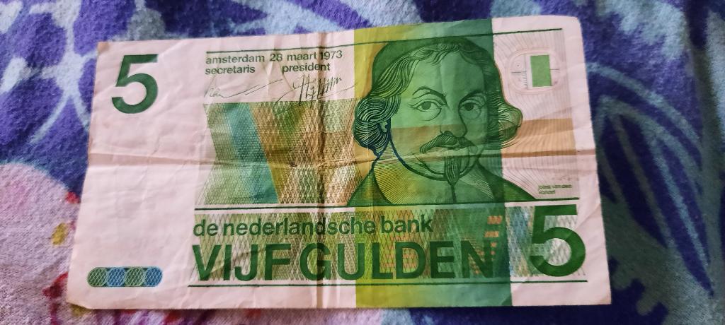 biljet van 5 gulden uit 1973 - vondel, Postzegels en Munten, Bankbiljetten | Nederland, Ophalen of Verzenden, 5 gulden, Los biljet