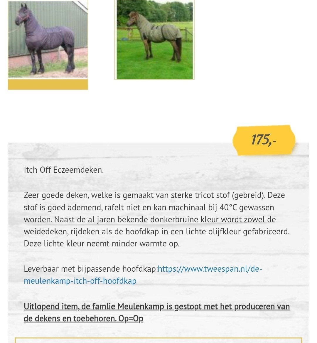Eczeemdeken Meulenkamp, Verzenden