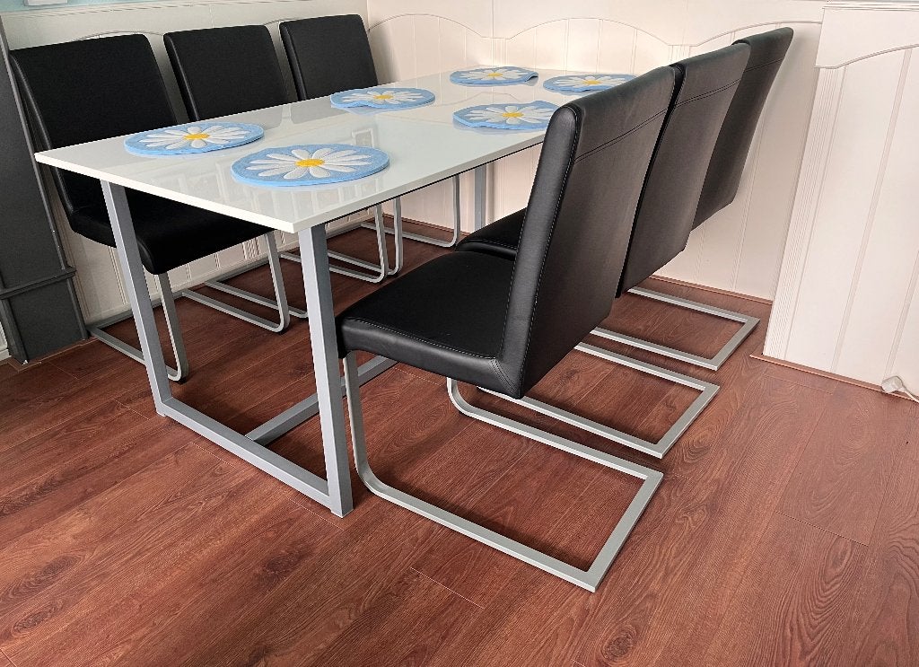 tafel en 6 stoelen, Ophalen of Verzenden, Rechthoekig, Metaal, 50 tot 100 cm