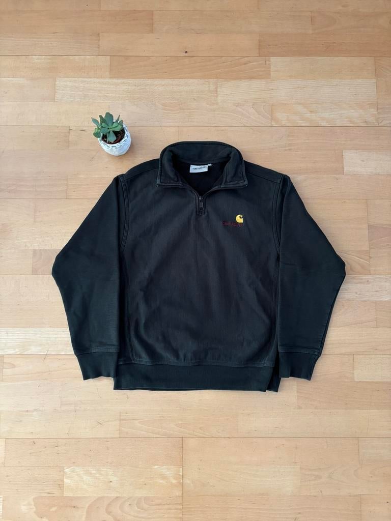 Carhartt American Script Halfzip Sweater Donkergroen XS, Ophalen of Verzenden, Maat 46 (S) of kleiner, Groen