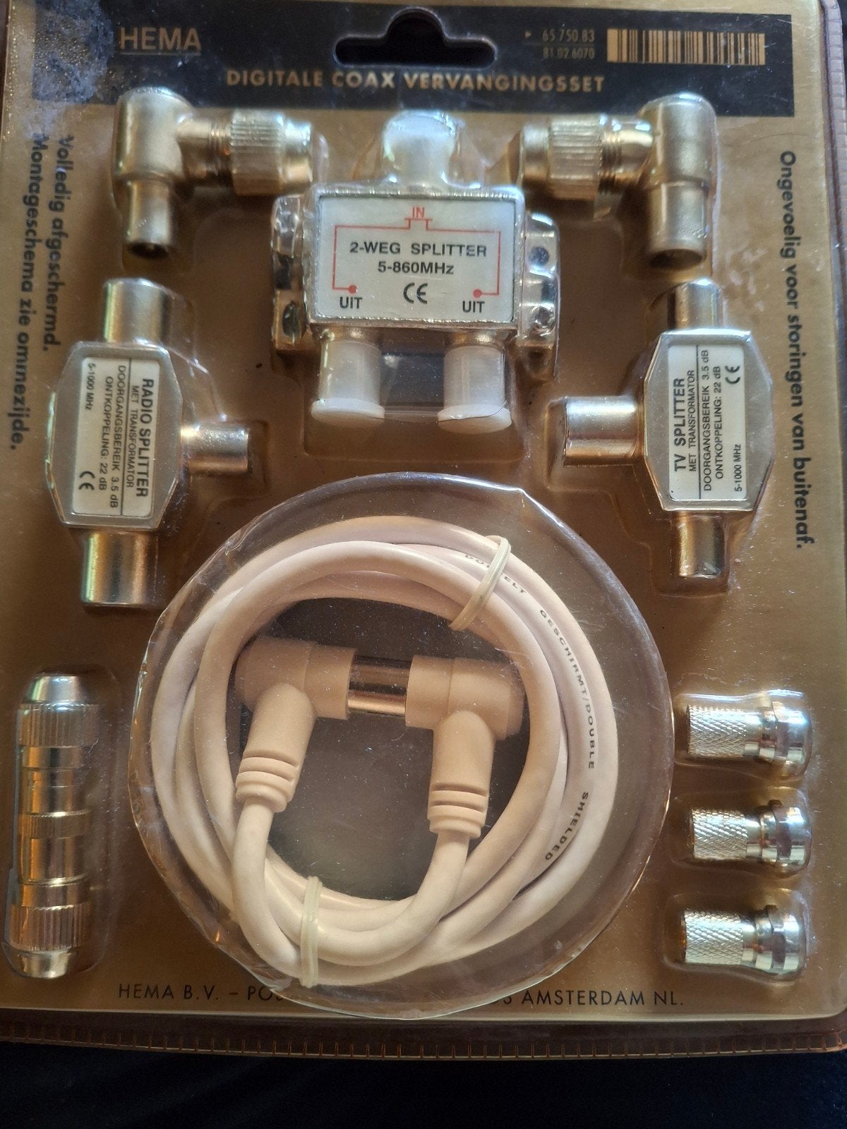 Hema Digitale Coax Vervangingsset - Nieuw in verpakking, Ophalen of Verzenden, Nieuw, Minder dan 2 meter, Coaxiale kabel