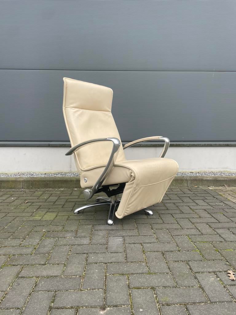 Witte leren W. schillig relax fauteuil / relax stoel, Ophalen of Verzenden, Zo goed als nieuw, Nvt, Nvt