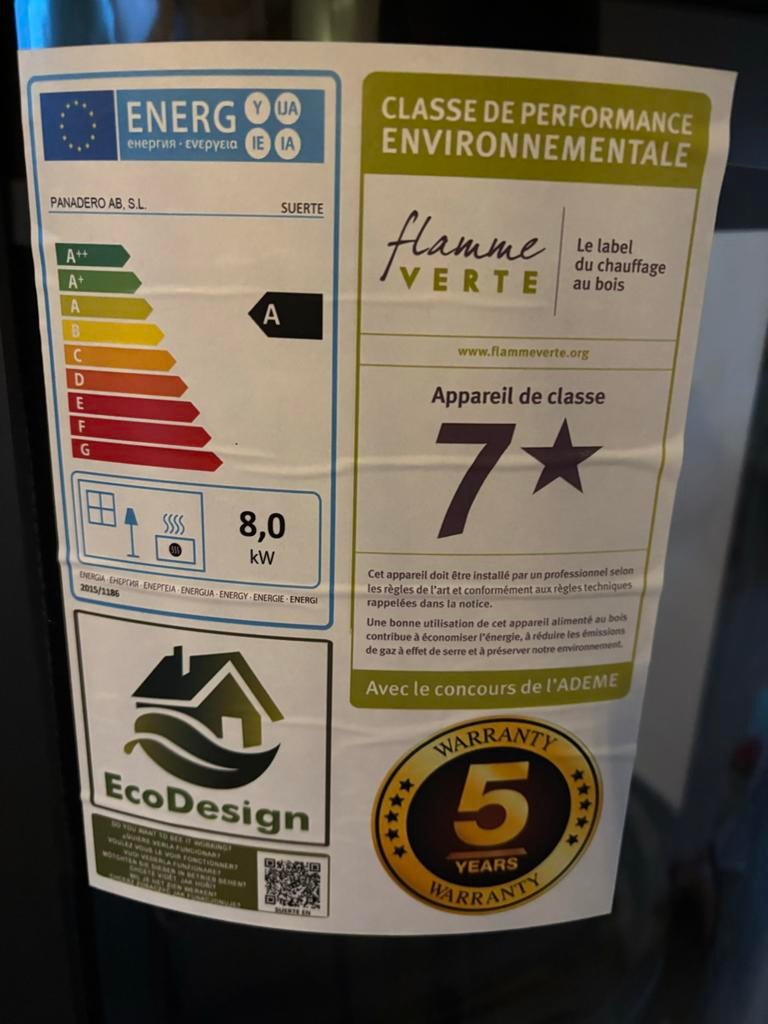 Nieuwe Panadero Houtkachel 8kW - Energieklasse A, EcoDesign, Huis en Inrichting, Kachels, Ophalen, Vrijstaand, Hout, Nieuw
