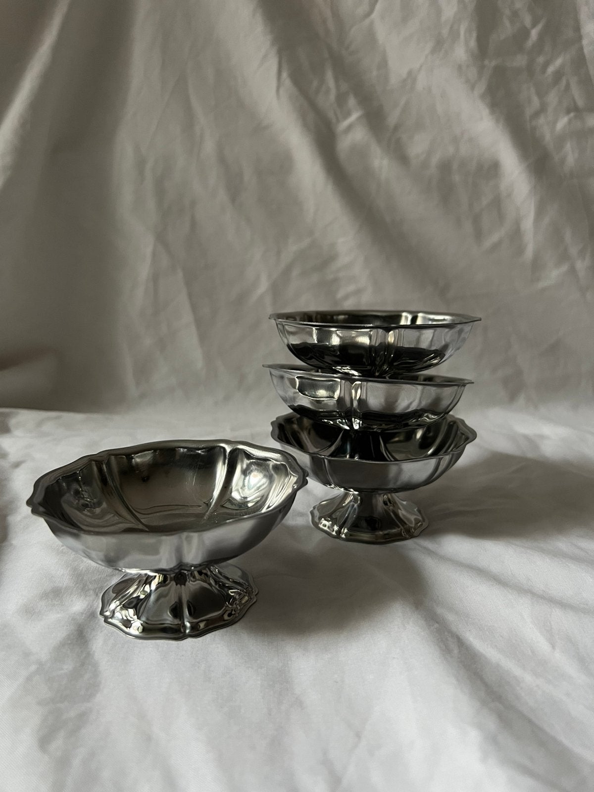 Vintage Franse RVS ijscoupes Guy Degrenne | tulpvorm | inox, Ophalen, Vintage, Guy Degrenne, Kom(men)