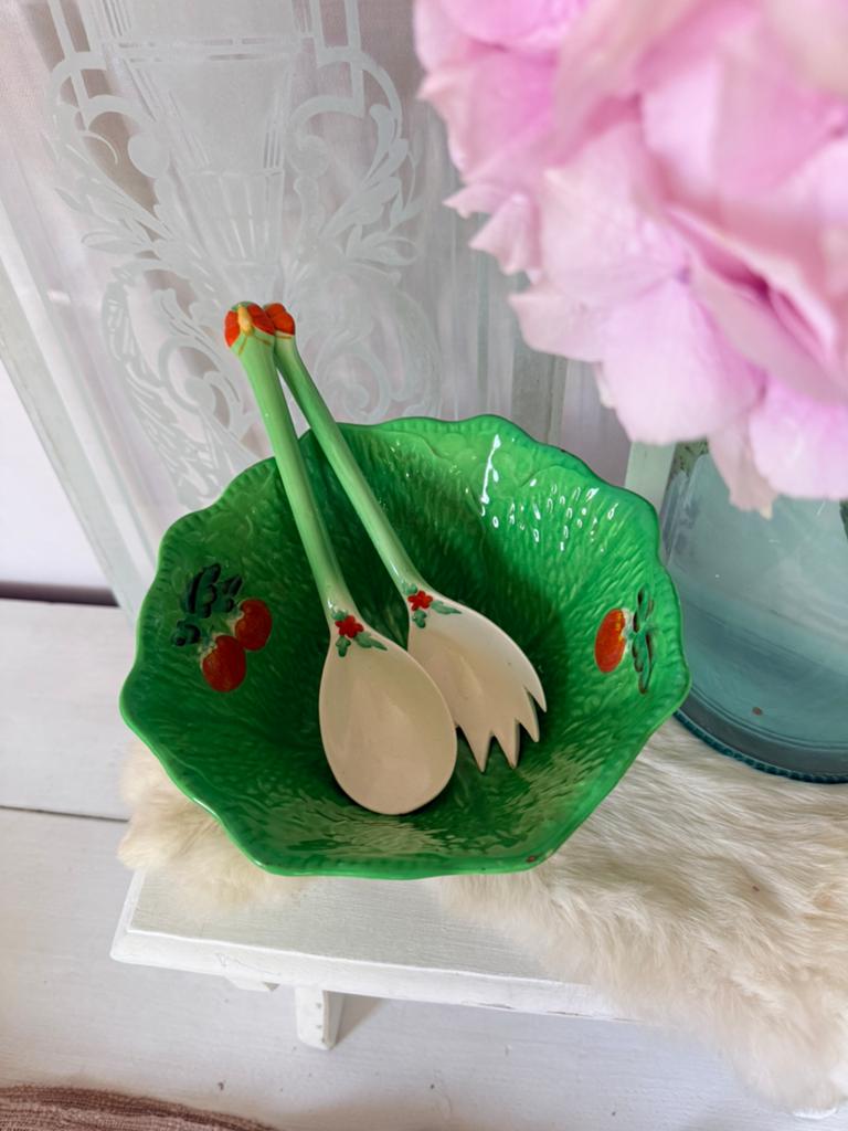 Carltonware sla schaal en sla couvert antiek majolica, Ophalen