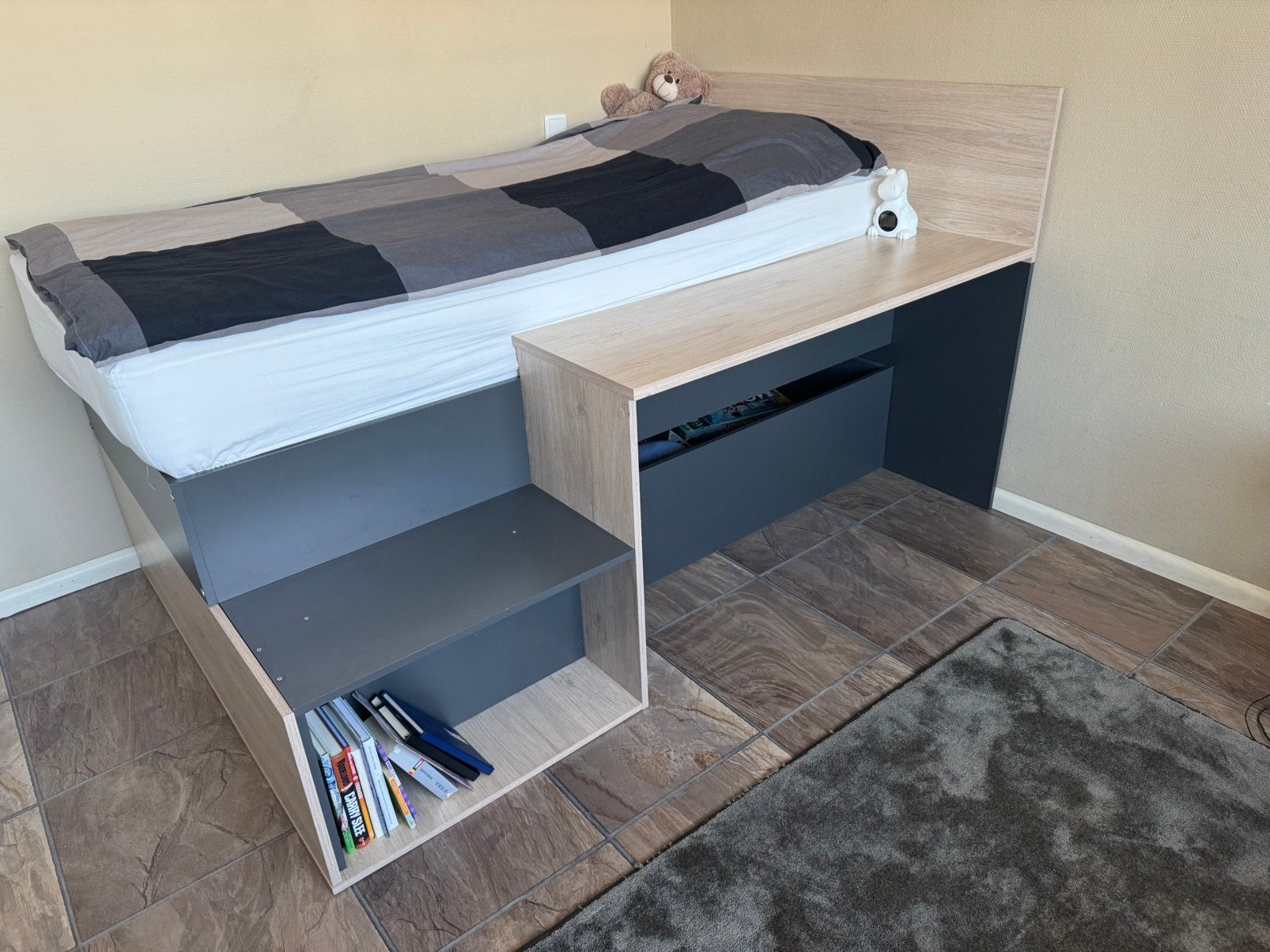 Te koop: Hoogslaper met bureau en veel opbergruimte, Ophalen, 85 tot 100 cm, Zo goed als nieuw, Hoogslaper of Stapelbed