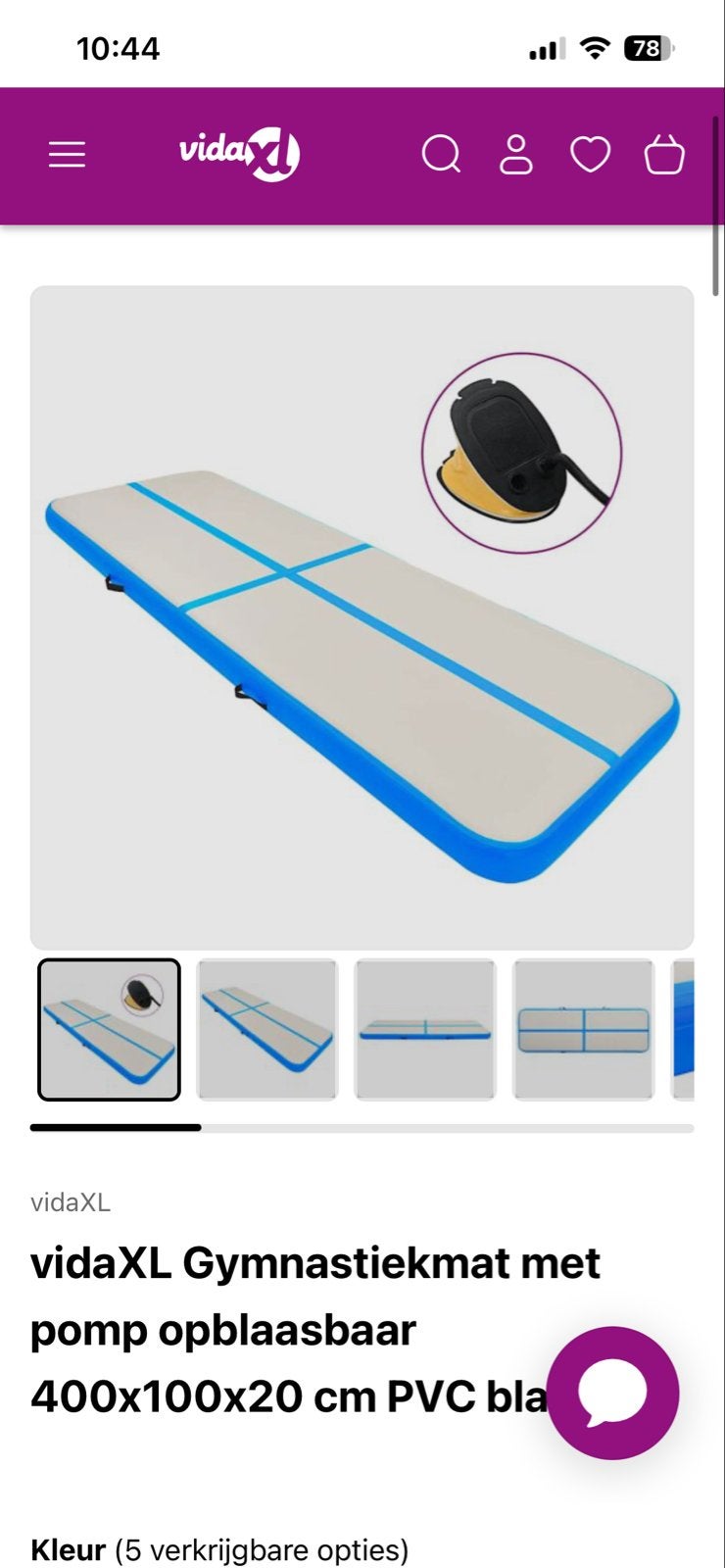 Airtrack 400x100x10cm - Opblaasbare Turnmat, Sport en Fitness, Ophalen, N, N, Nieuw