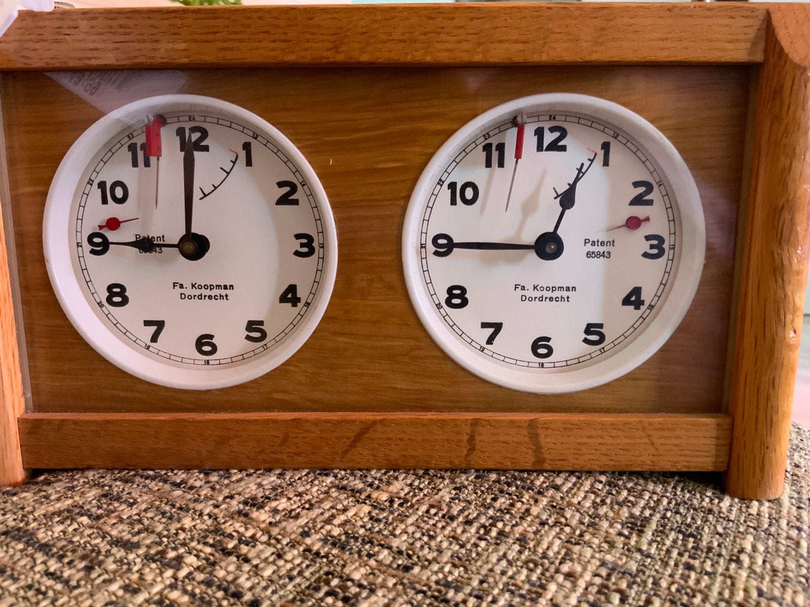 Vintage Mechanische Koopman Dordrecht Schaakklok Damklok, Ophalen of Verzenden