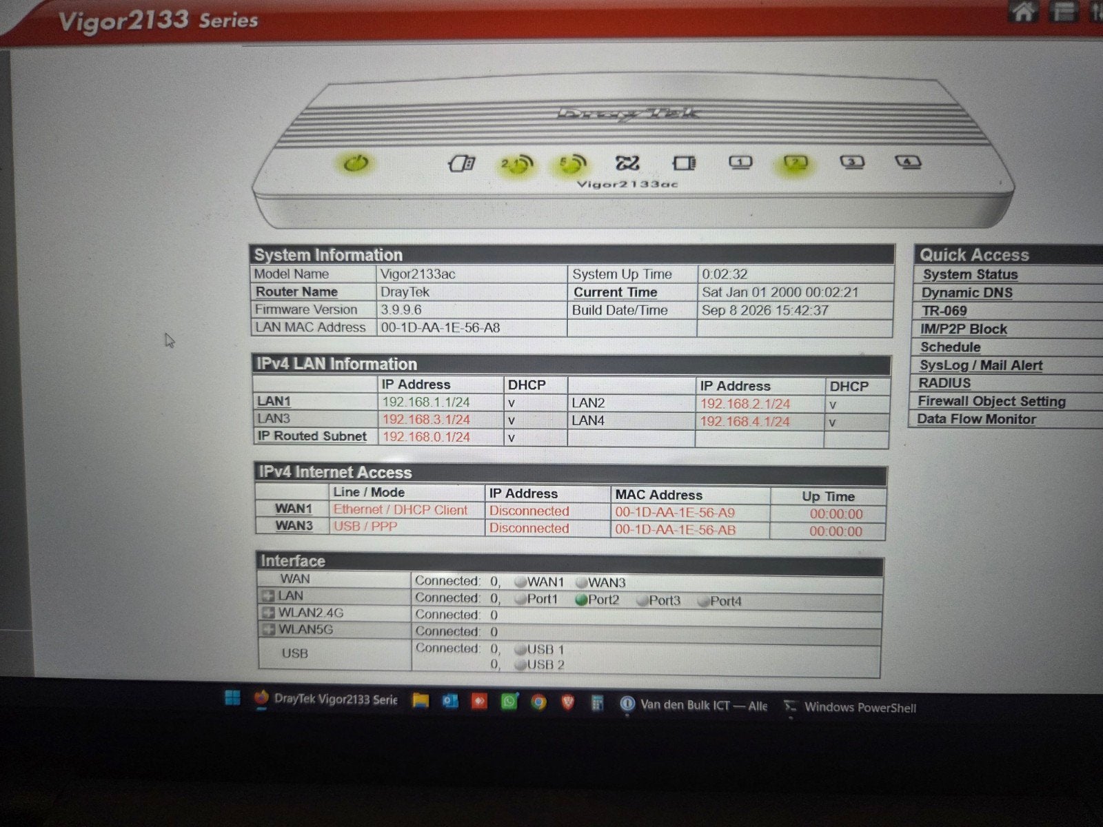 Draytek 2133ac, Computers en Software, Ophalen of Verzenden, Gebruikt