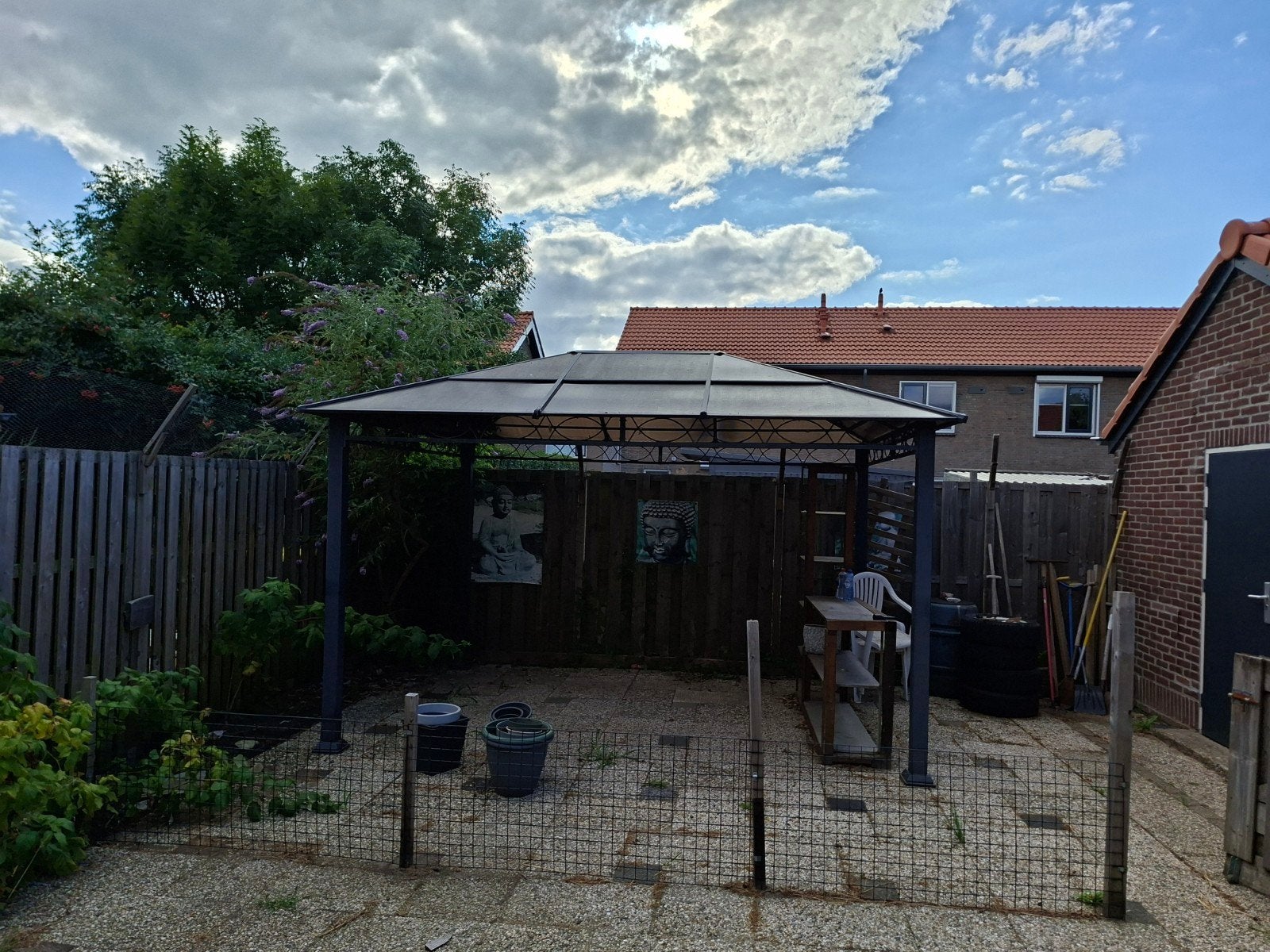 Paviljoen/Pergola 400x300 cm met zijwanden - Numansdorp, Ophalen, Gebruikt, Minder dan 4 meter, Paviljoen