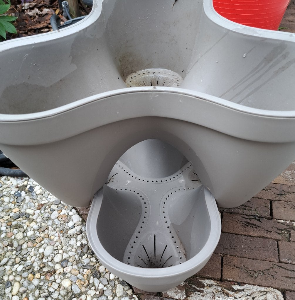Bloempotten x2, Kunststof, Rond, Zo goed als nieuw, Minder dan 40 cm