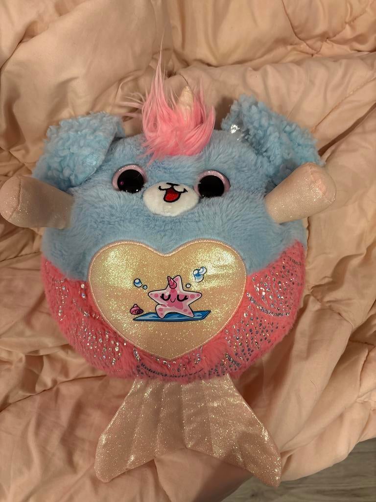 Schattige Eenhoorn Knuffel met Zeemeermin Staart, Overige karakters, Blauw, Ophalen of Verzenden, Zo goed als nieuw
