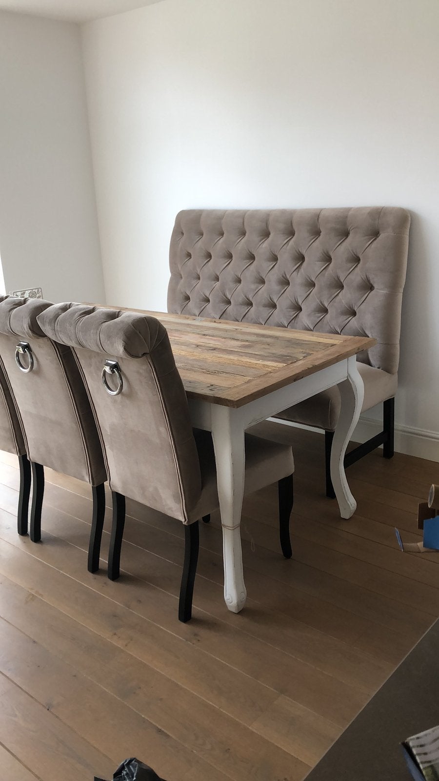 Complete eethoek met riviera maison eettafel, Ophalen, Gebruikt, 4 tot 6 stoelen