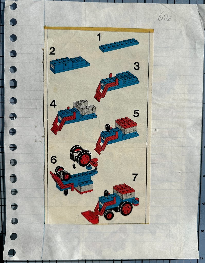 Lego set 682: Klassieke dieplader met tractor uit 1971, Gebruikt, Overige thema's, Lego, Compleet
