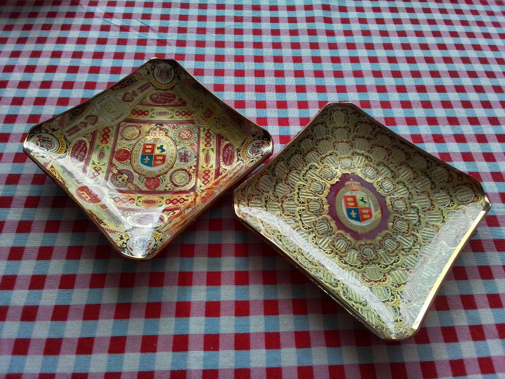 2 × Vintage glazen schaal of asbak, Ophalen of Verzenden