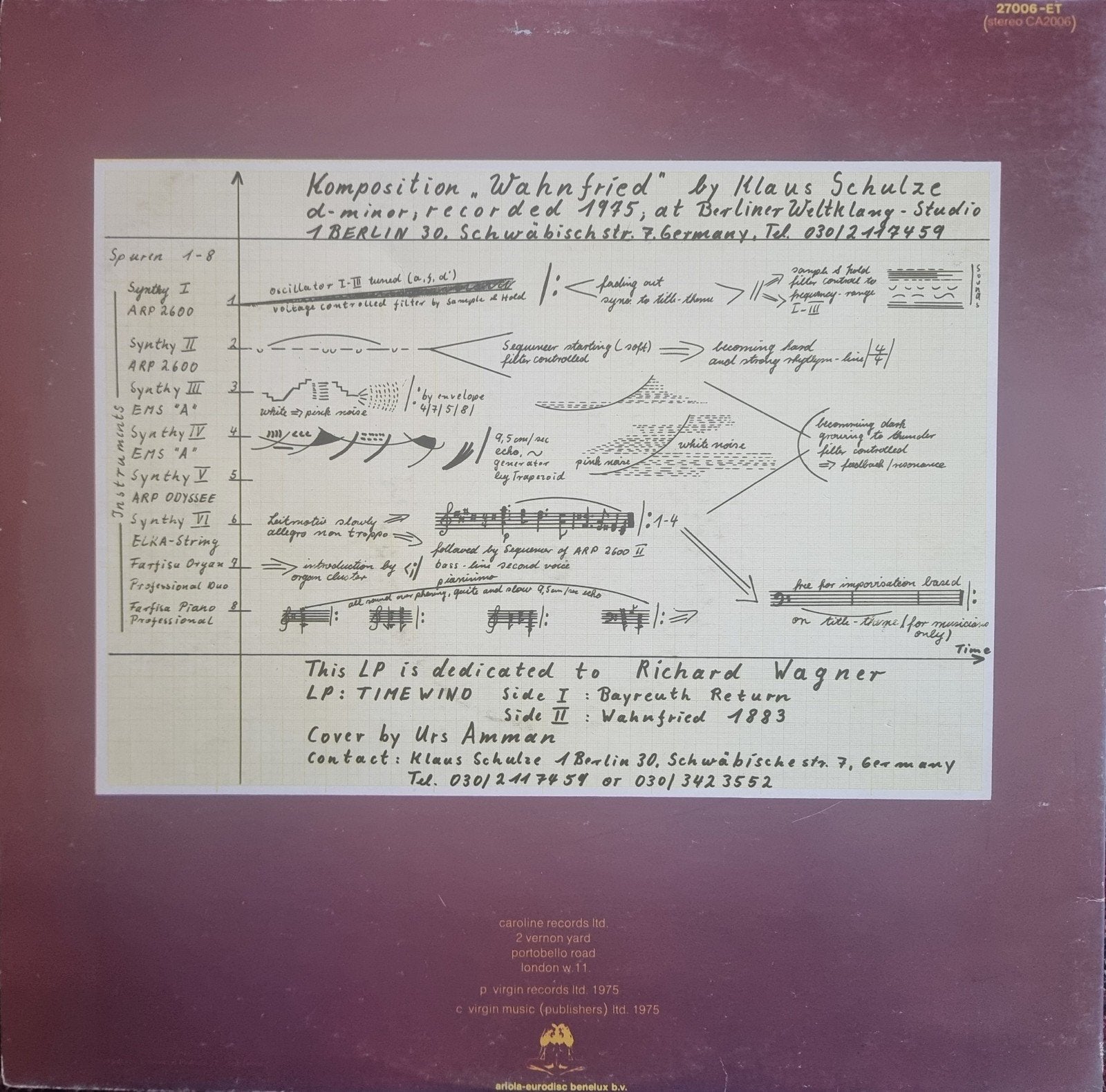 Klaus Schulze - Timewind LP (1975) - Elektronisch, LP, Gebruikt, Verzenden, Originele persing