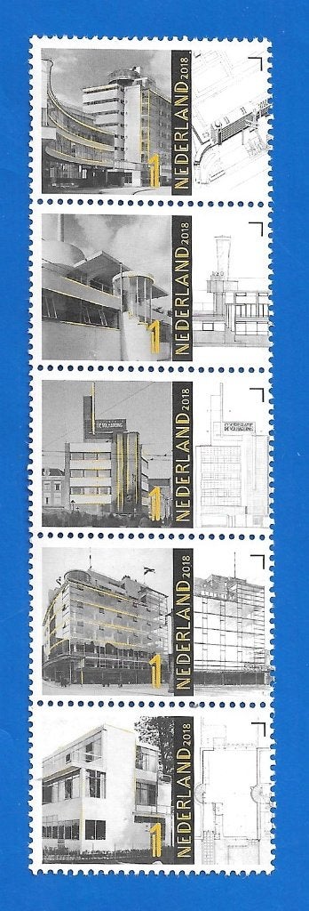 NVPH 3679/3683 Strook Architectuur Nieuwe Bouwen - 2018, Postzegels en Munten, Verzenden, Na 1940, Postfris