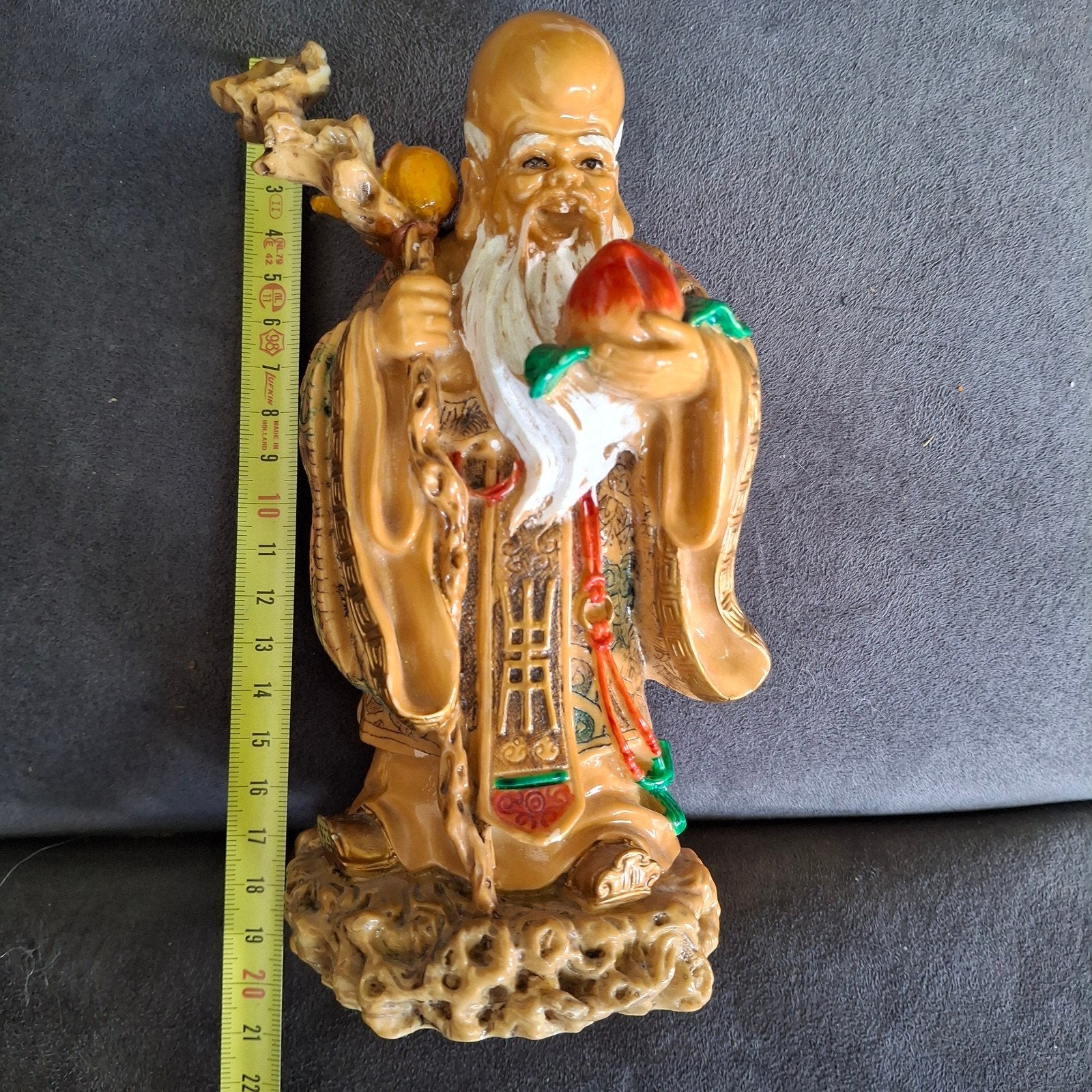 Polystone Chinees beeldje van Shou Lao, God van Gezondheid, Antiek en Kunst, Ophalen of Verzenden, China, Beeld, Meerkleurig