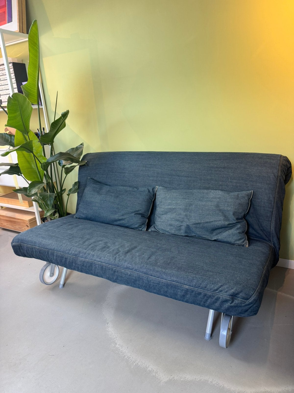 Tweepersoonsbed slaapbank Ikea PS collectie, Ophalen, Blauw, Tweepersoons, Zo goed als nieuw