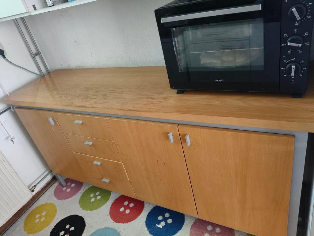 Keukenkastje met lades en deuren - Gratis af te halen, Huis en Inrichting, Keuken | Keukenelementen, Gebruikt, Bruin, 150 tot 200 cm