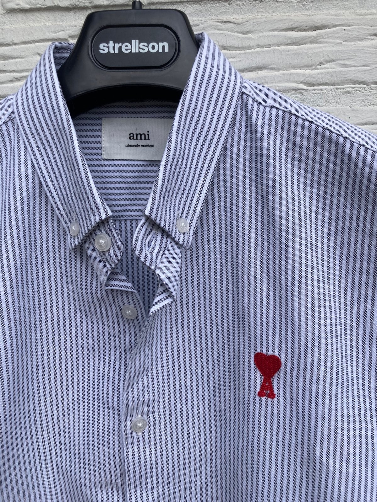 Ami Paris shirt maat L, Ophalen of Verzenden, Zo goed als nieuw, Wit, Halswijdte 39/40 (M)
