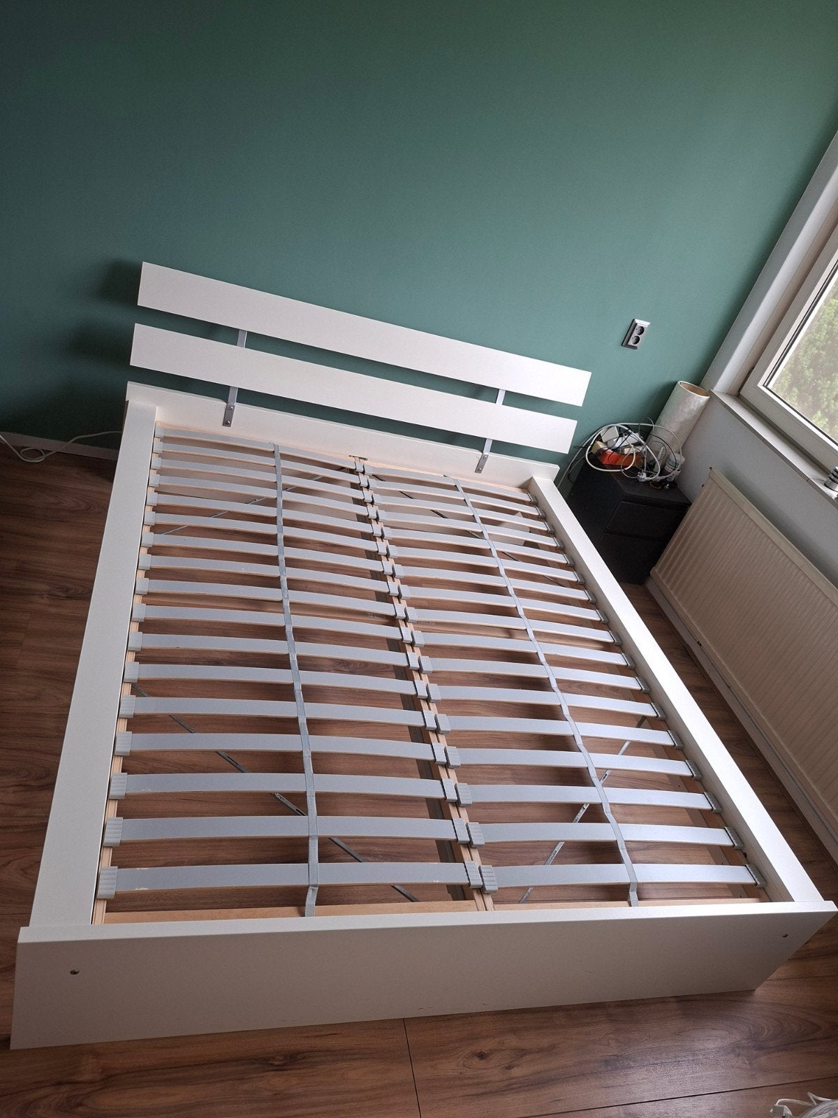 Wit tweepersoonsbed Ikea Hopen incl. lattenbodem, Huis en Inrichting, Slaapkamer | Bedden, Ophalen, Gebruikt, Wit, Tweepersoons