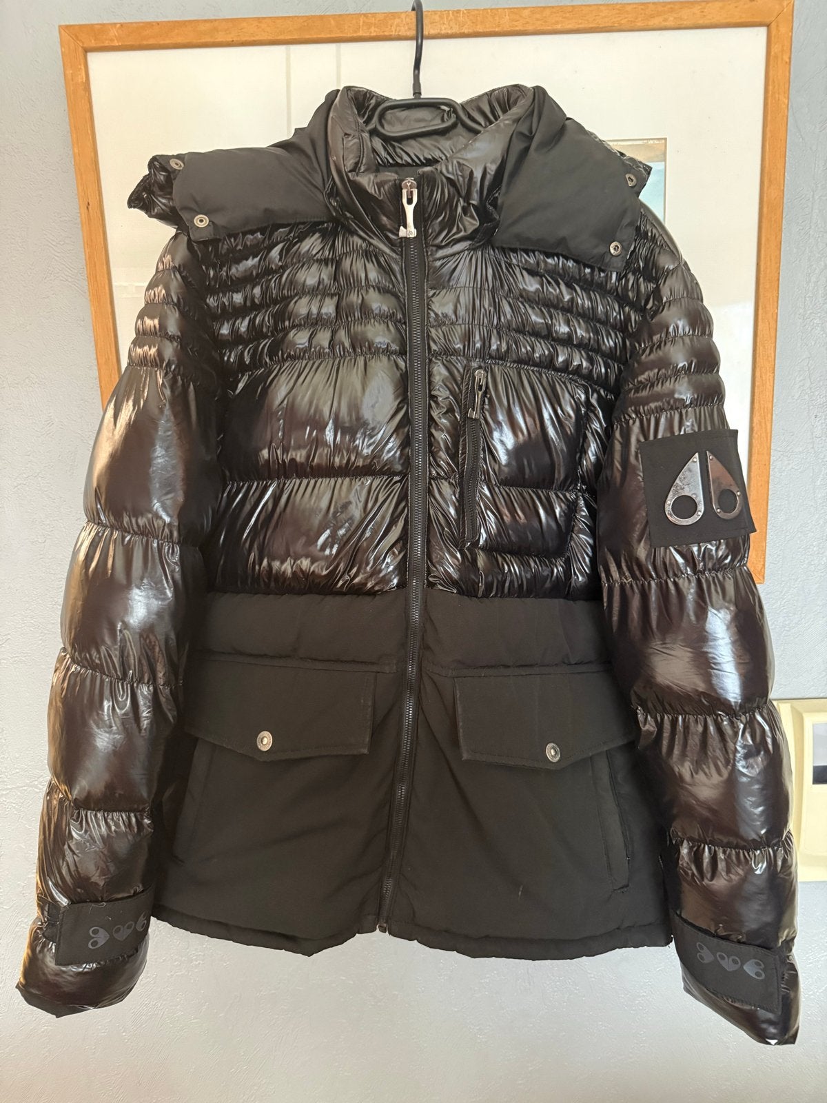 Moose Knuckles Heren Glanzend Zwart Donsjack Maat XL, Ophalen of Verzenden, Zo goed als nieuw, Maat 56/58 (XL), Zwart