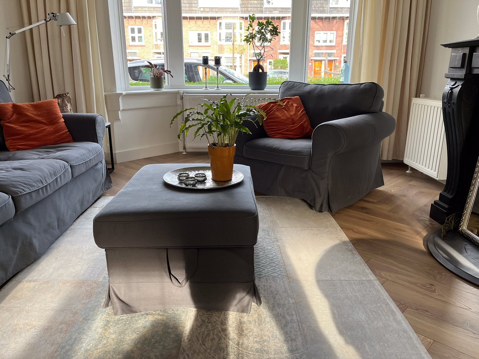 Bank 3-zits, fauteuil + hocker, als set, slechts €250!!, Huis en Inrichting, Banken | Bankstellen, Ophalen, 75 tot 100 cm, Zo goed als nieuw