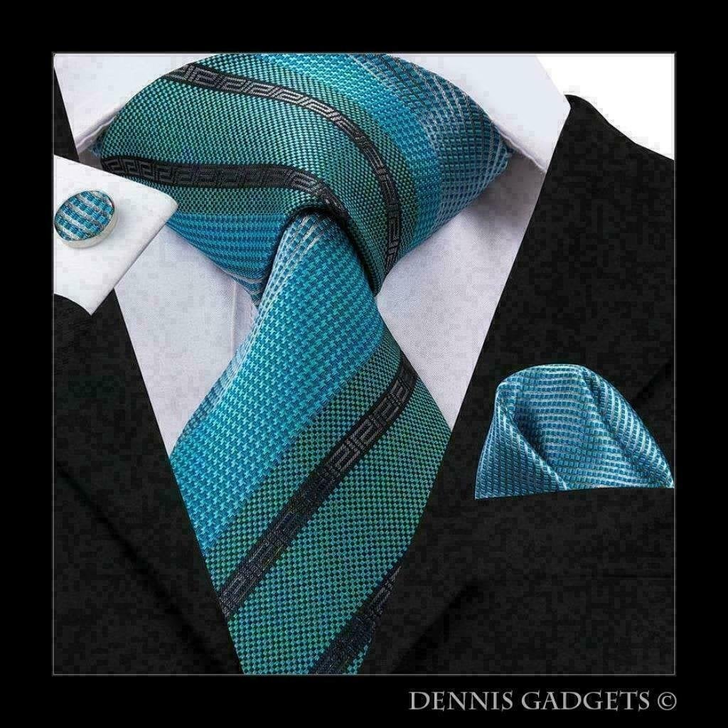 Dennis Gadgets: 100 % zijden stropdas ( 3 delig !! ) DG 3027, Ophalen of Verzenden, Nieuw, Blauw, Met patroon