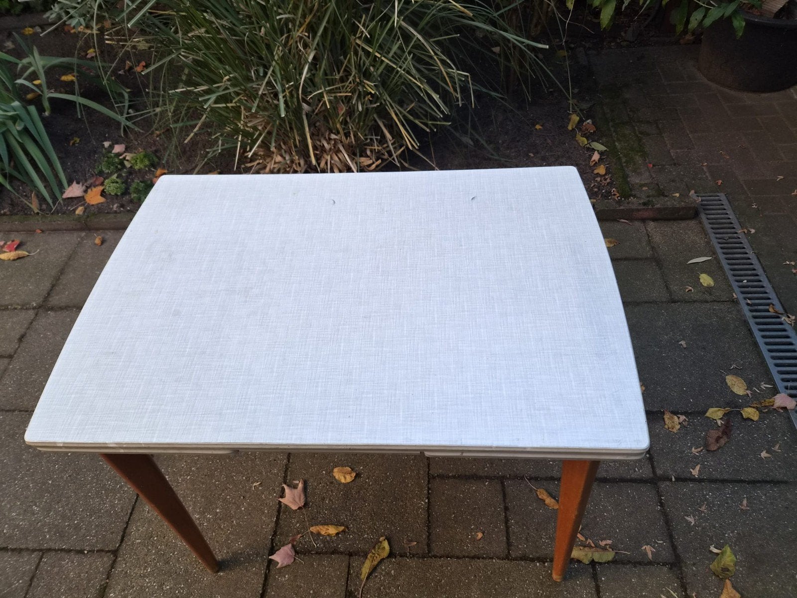Vintage Formica Uitschuiftafel, Huis en Inrichting, Ophalen, Gebruikt, 100 tot 150 cm, 50 tot 100 cm