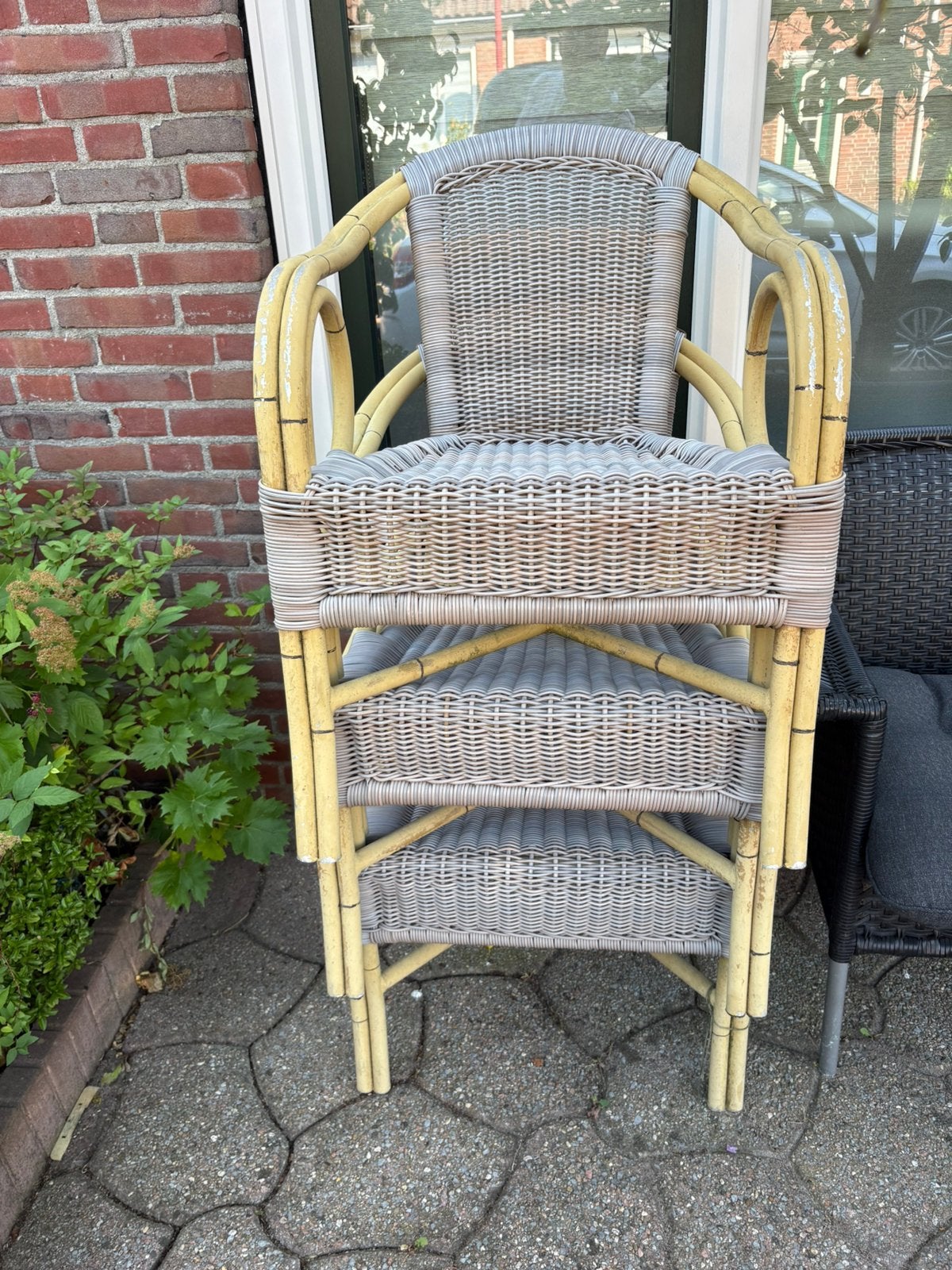 4 tuinstoelen, Tuin en Terras, Tuinstoelen, Ophalen, Gebruikt, Rotan, Stapelbaar