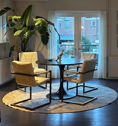 Woood Jazz Eettafel Zwart - Ø110cm, Huis en Inrichting, Tafels | Eettafels, Gebruikt, 100 tot 150 cm, Rond, Ophalen of Verzenden