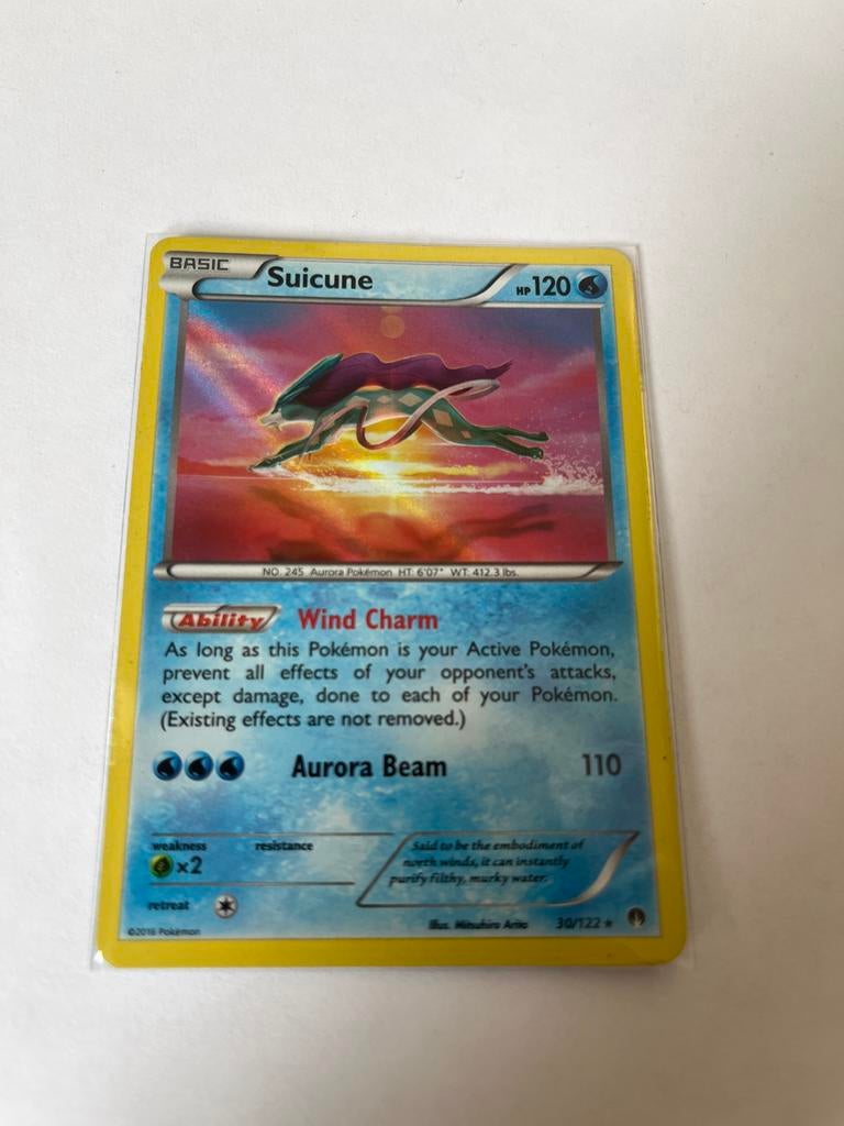 Pokémon kaart Suicune 30/122, Ophalen of Verzenden, Zo goed als nieuw, Losse kaart, Foil