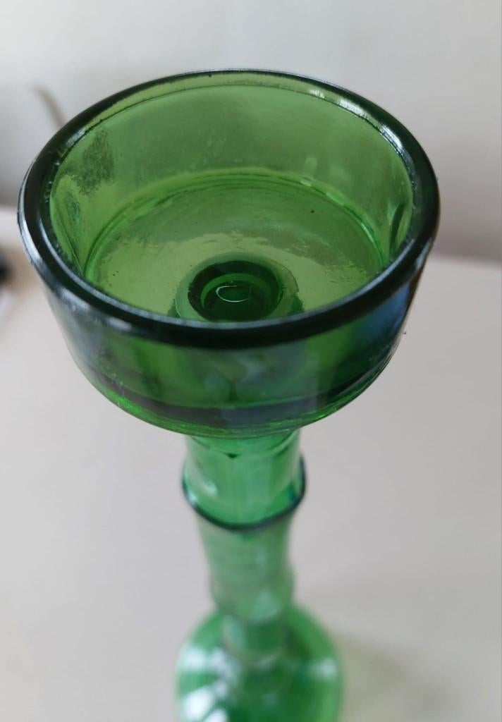 Italiaanse bamboo-fles glas, Ophalen of Verzenden, Zo goed als nieuw, Groen, Glas