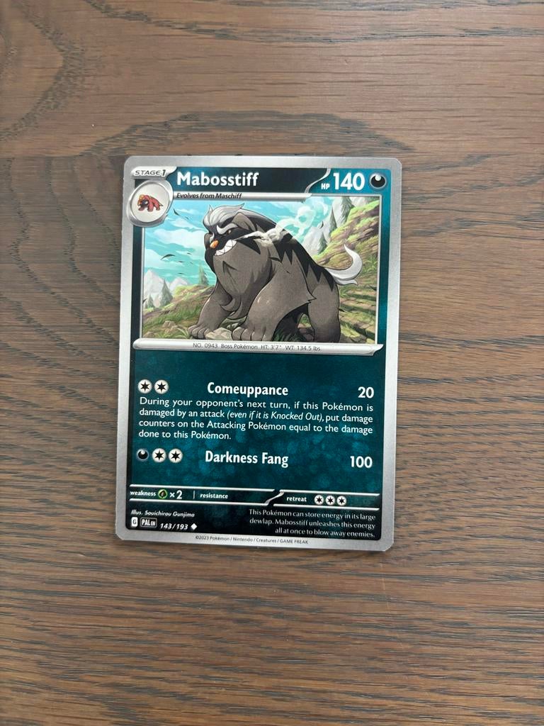 Mabosstiff Pokémon Kaart - Paldea Evolved 143/193, Ophalen of Verzenden, Zo goed als nieuw, Losse kaart